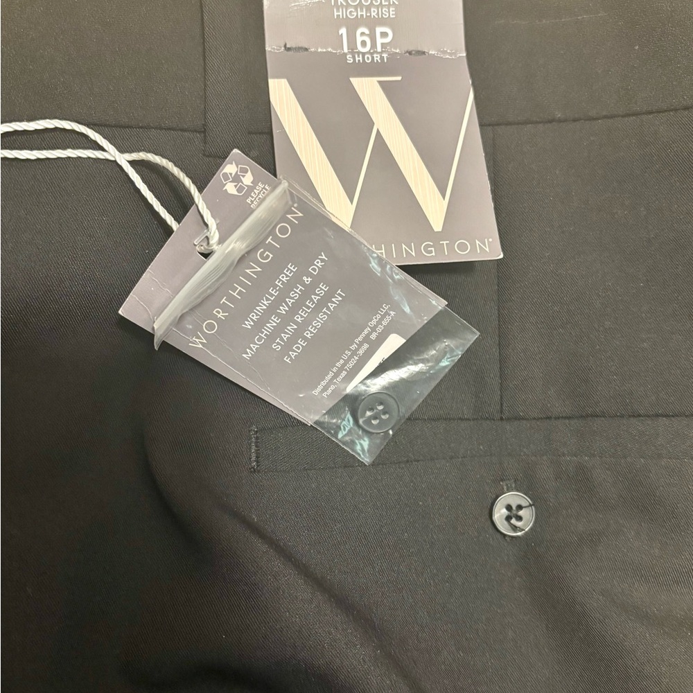 Worthington Black High-Rise Trouser Pants Size 16P - Picture 2 of 2